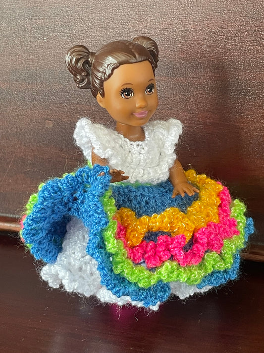 Festive 4” doll dress