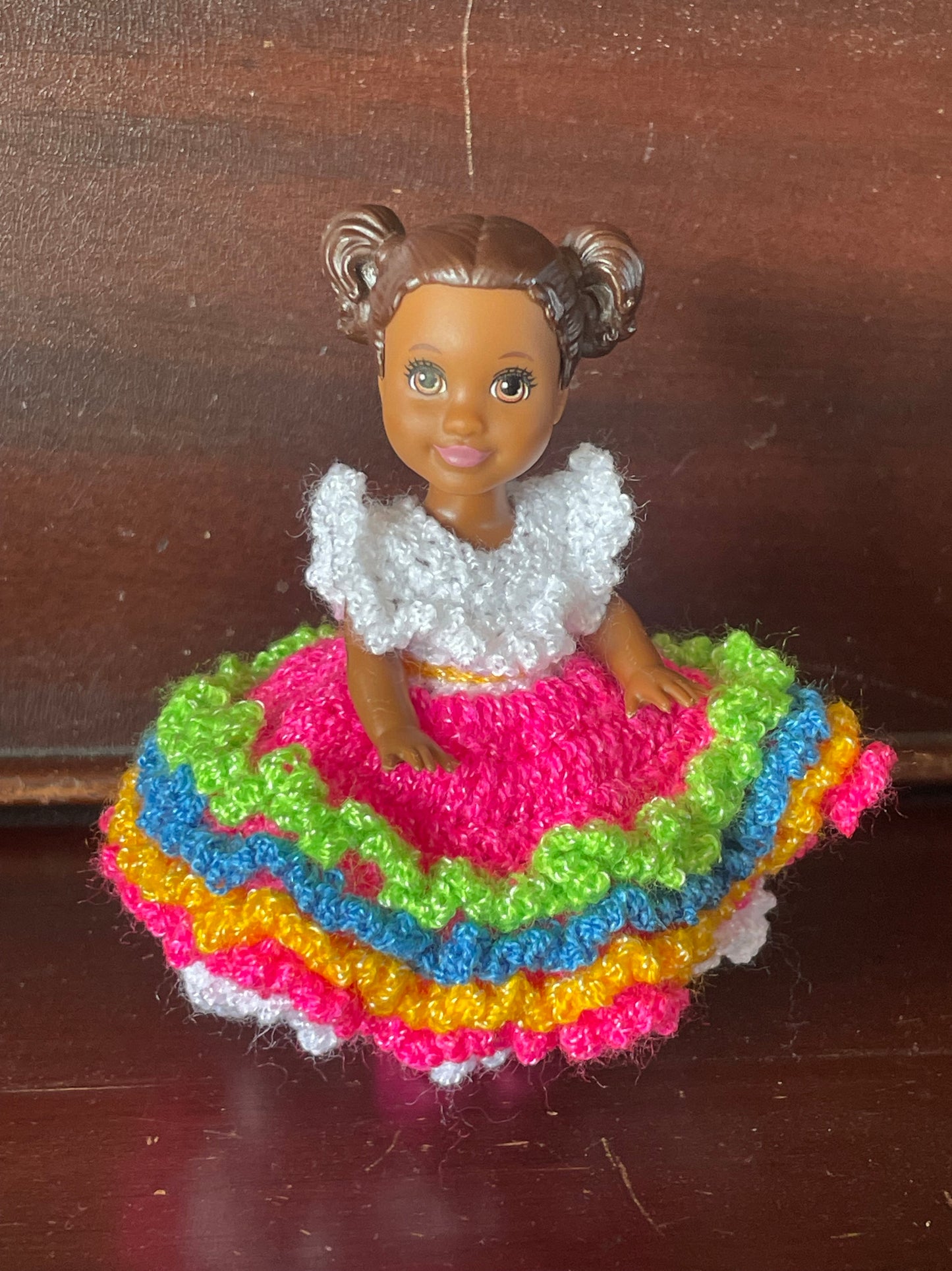 Festive 4” doll dress