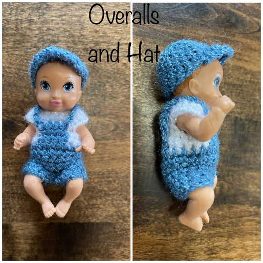 Custom Mini Overalls Set for 3.5” Dolls